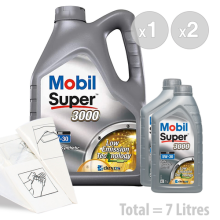 Car Engine Oil Service Kit / Pack 7 LITRES Mobil Super 3000 XE 5W-30 7L