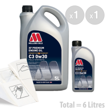 Millers XF Premium C3 0W-30 Car Engine Oil Service Kit / Pack 6 LITRES 6L
