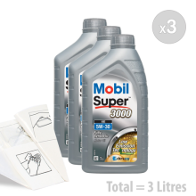Car Engine Oil Service Kit / Pack 3 LITRES Mobil Super 3000 XE 5W-30 3L