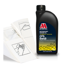 Engine Oil Top Up 1 LITRE Millers Oils NANODRIVE CFS 5w- 1L +Gloves,Wipes,Funnel