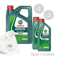 Car Engine Oil Service Kit / Pack 6 LITRES Castrol Magnatec 5W-20 E 6L