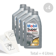Mobil Super 3000 Formula VC 0w-30 Car Engine Oil Service Kit 4 LITRES 4L