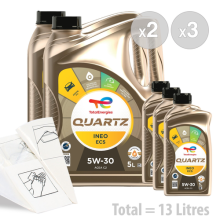 Total Quartz Ineo ECS 5w-30 Car Engine Oil Service Kit / Pack 13 LITRES 13L