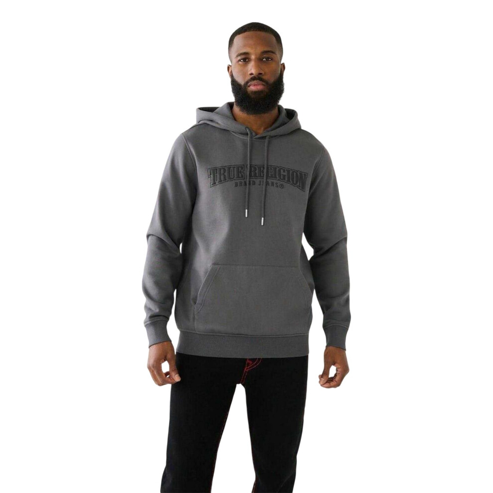True Religion (Xl, Iron Gate) Mens Cotton Blend Drawstring Hoodie