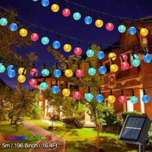 (Multicolor) 5/6.5/12M Solar Bubble Ball String Light Outdoor Lighting Waterproof 8 Functions Halloween Christmas Holiday Decorative Lamp