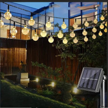 (Warm White) 5/6.5/12M Solar Bubble Ball String Light Outdoor Lighting Waterproof 8 Functions Halloween Christmas Holiday Decorative Lamp