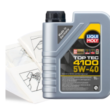 Engine Oil Top Up Liqui Moly Top Tec 4100 5w40 1 LITRE 1L + Gloves Wipes Funnel