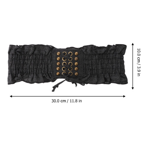 1St Modieuze Elastische Tailleband Van Denim Met Macrame Decoratie 1