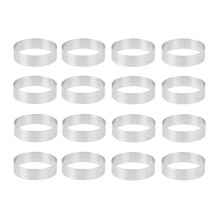 16Pcs 8Cm Stainless Steel Tartlet Molds French Dessert Mousse Fruit Pie Tart Ring Quiche Cake Mold