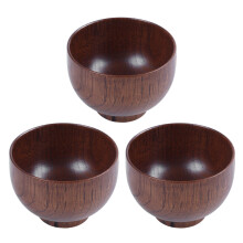3X Holzschalen Holz Suppe Schuessel Gesunde Lebensmittel Container Vintage Abendessen Geschirr Kueche Zubehoer