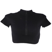 1St Gym Crop Tops Zwart Ademend Sports Shirt Dames