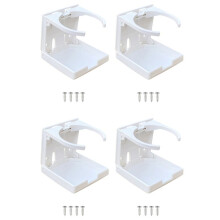 4X ABS Plastic Adjustable Folding Cup Drink Can Bottle Holder Stand for Car Auto Boat Truck RV Van Fishing Box(White)