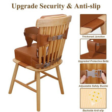 Toddler Booster for Dining Table, Non-Slip Kitchen Chair Booster with Backrest and Adjustable Straps