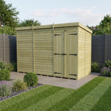 12 x 7 Pent Shed Tanalised (Double Door, No Windows)