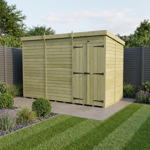 12 x 7 Pent Shed Tanalised (Double Door, No Windows)