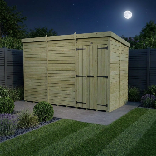 12 x 7 Pent Shed Tanalised (Double Door, No Windows) 2