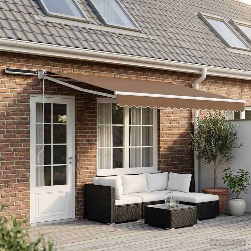 Vidaxl Electric Retractable Awning Taupe 100% Polyester And Aluminium
