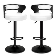 ALFORDSON 2x Bar Stool Swivel Padded Wooden Backrest Dining Kitchen Pub Chair