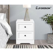 ELFORDSON Bedside Table 2 Drawers Wooden Storage Cabinet Chest Shelf Nightstand