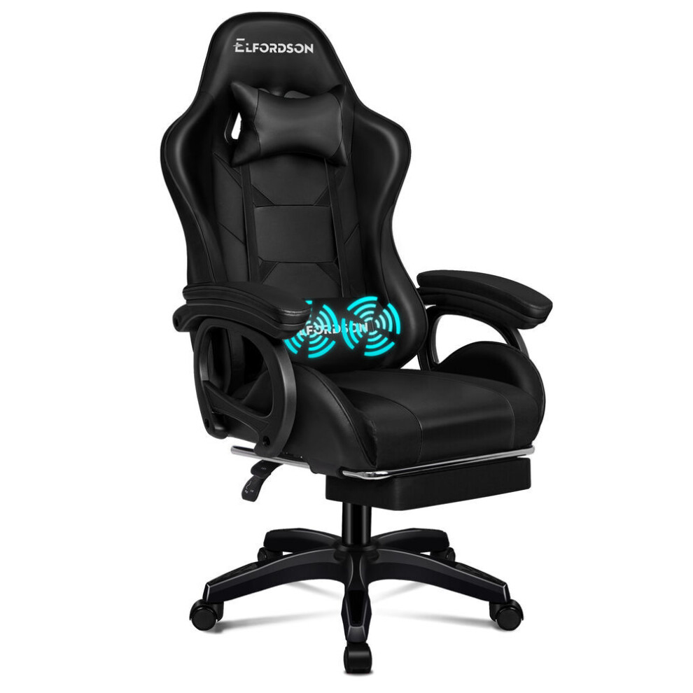 Elfordson Office Gaming Chair Massage Padded Recliner Swivel Footrest Computer