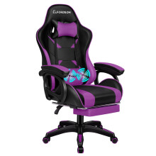 ELFORDSON Office Gaming Chair Massage Recliner Swivel Footrest Computer Purple