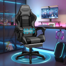 ELFORDSON Office Chair Massage Padded Recliner Footrest Swivel Computer Gaming