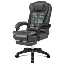 ELFORDSON Massage Office Chair Heated Recliner Executive Footrest Computer Game