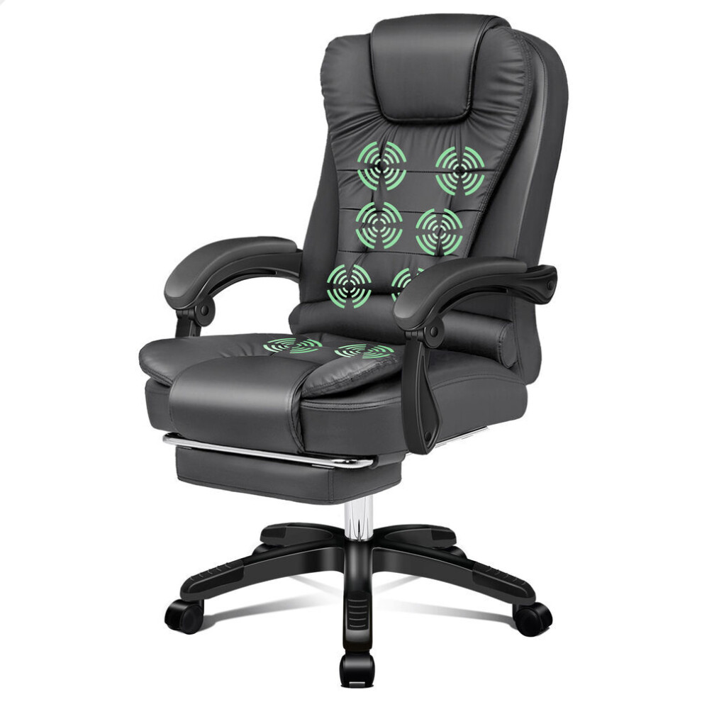 Elfordson Massage Office Chair Heated Recliner Executive Footrest Computer Game