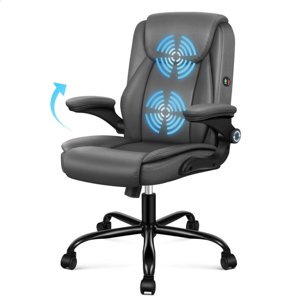 Elfordson Office Chair Executive Massage Padded Flip Up Armrest Swivel Tilt Game