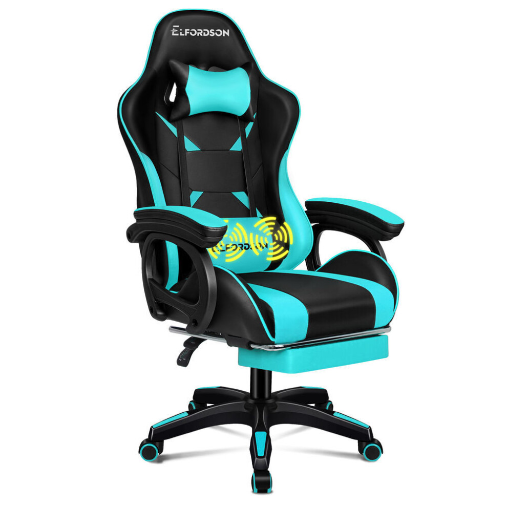 Elfordson Office Chair Massage Recliner Padded Swivel Footrest Computer Gaming