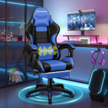 ELFORDSON Office Chair Massage Padded Recliner Footrest Swivel Computer Gaming