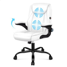ELFORDSON Office Chair Executive Massage Padded Flip Up Armrest Swivel Tilt Game
