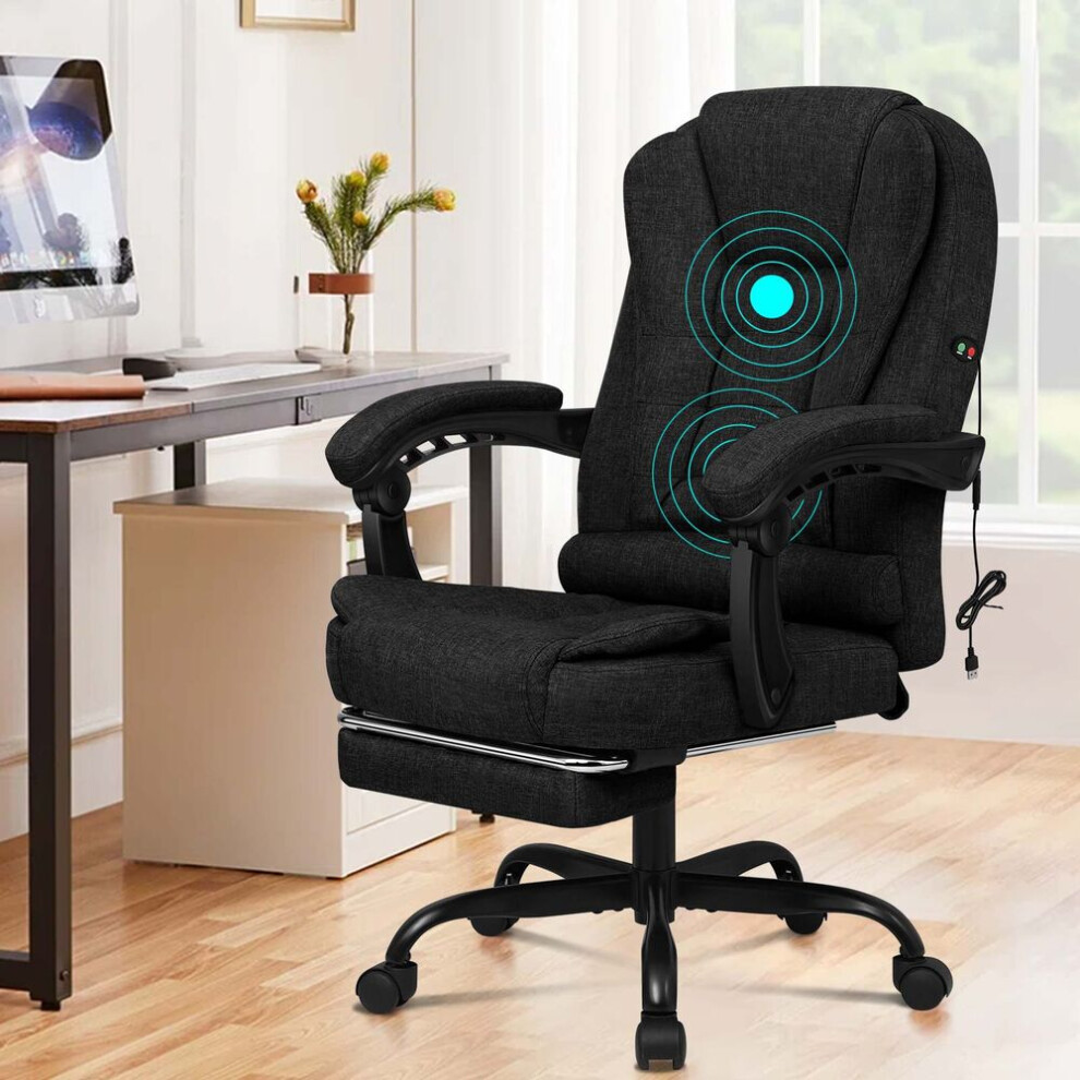 Elfordson Massage Office Chair Executive Padded Recliner Footrest Swivel Gaming