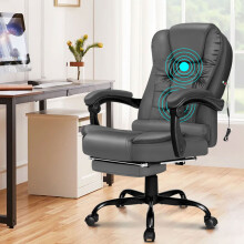 ELFORDSON Office Chair Massage Executive Dual-Padded Recliner Swivel Tilt Gaming