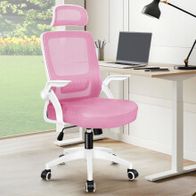 ELFORDSON Mesh Office Chair Ergonomic Gas Lift Swivel Tilt Computer Gaming Pink