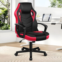 ELFORDSON Office Chair Padded Swivel Tilt Gas Lift Gaming Mesh & PU Leather