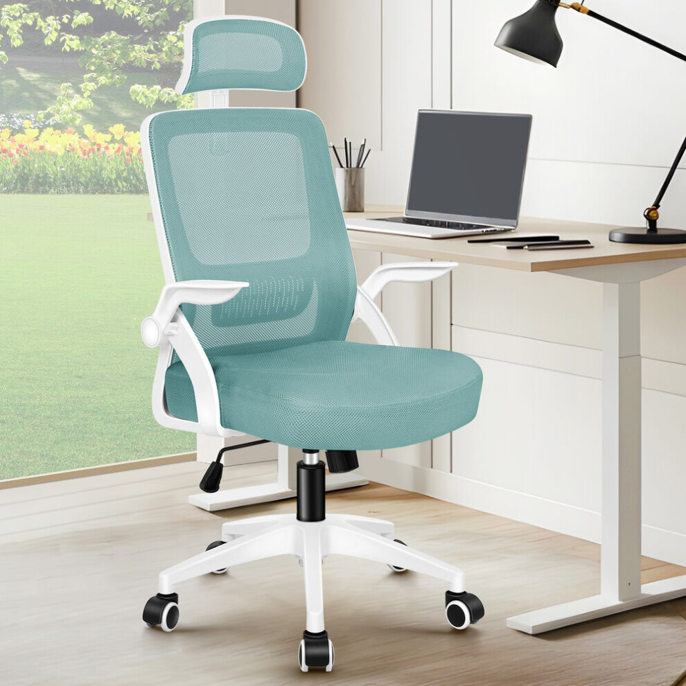 Elfordson Mesh Office Chair Ergonomic Gas Lift Swivel Tilt Computer Gaming Cyan