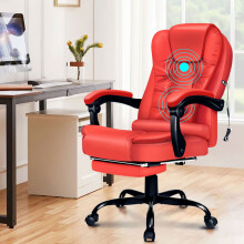 ELFORDSON Massage Office Chair Padded High Back Recline Footrest Computer Gaming