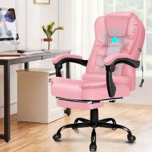 ELFORDSON Massage Office Chair High Back Padded Recline Footrest Gaming Computer