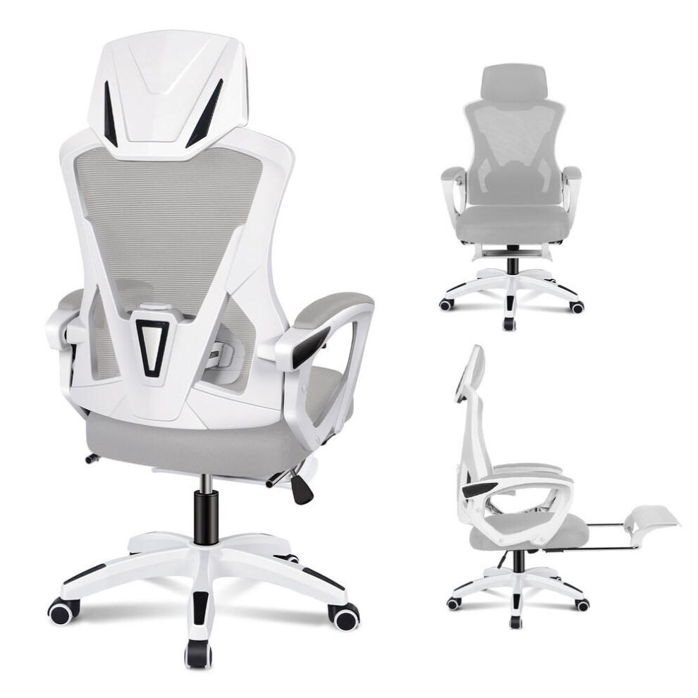 Elfordson Mesh Office Chair High Back Ergonomic Recliner Footrest Swivel Gaming