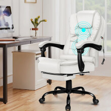 ELFORDSON Massage Office Chair Padded High Back Recline Footrest Computer Gaming