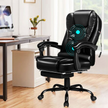 ELFORDSON Office Chair Massage Executive Padded Recliner Swivel Footrest Gaming