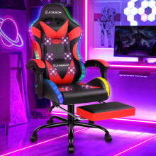 ELFORDSON Office Chair Massage 12 RGB LED Recliner Swivel Tilt Computer Gaming