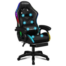 ELFORDSON Gaming Chair RGB LED Massage Recliner Padded Cushion Computer Office