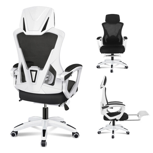 ELFORDSON ELFORDSON Mesh Office Chair Footrest Headrest Recline Adjustable Gaming Computer