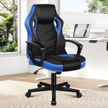 ELFORDSON Office Chair Padded Swivel Tilt Gas Lift Gaming Mesh & PU Leather