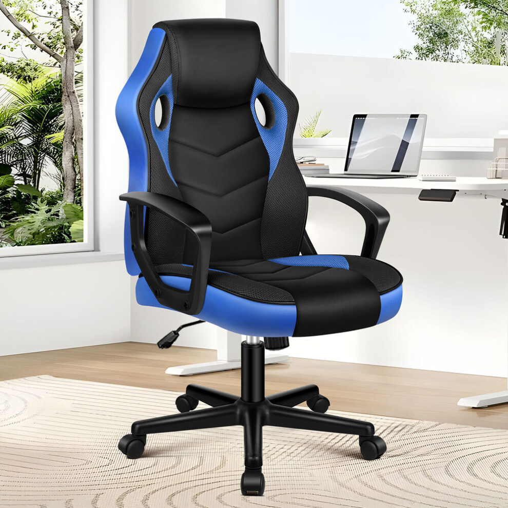 Elfordson Office Chair Padded Swivel Tilt Gas Lift Gaming Mesh & Pu Leather