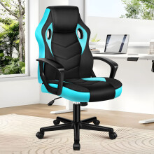 ELFORDSON Office Chair Ergonomic Padded Swivel Tilt Caster Computer Gaming Cyan