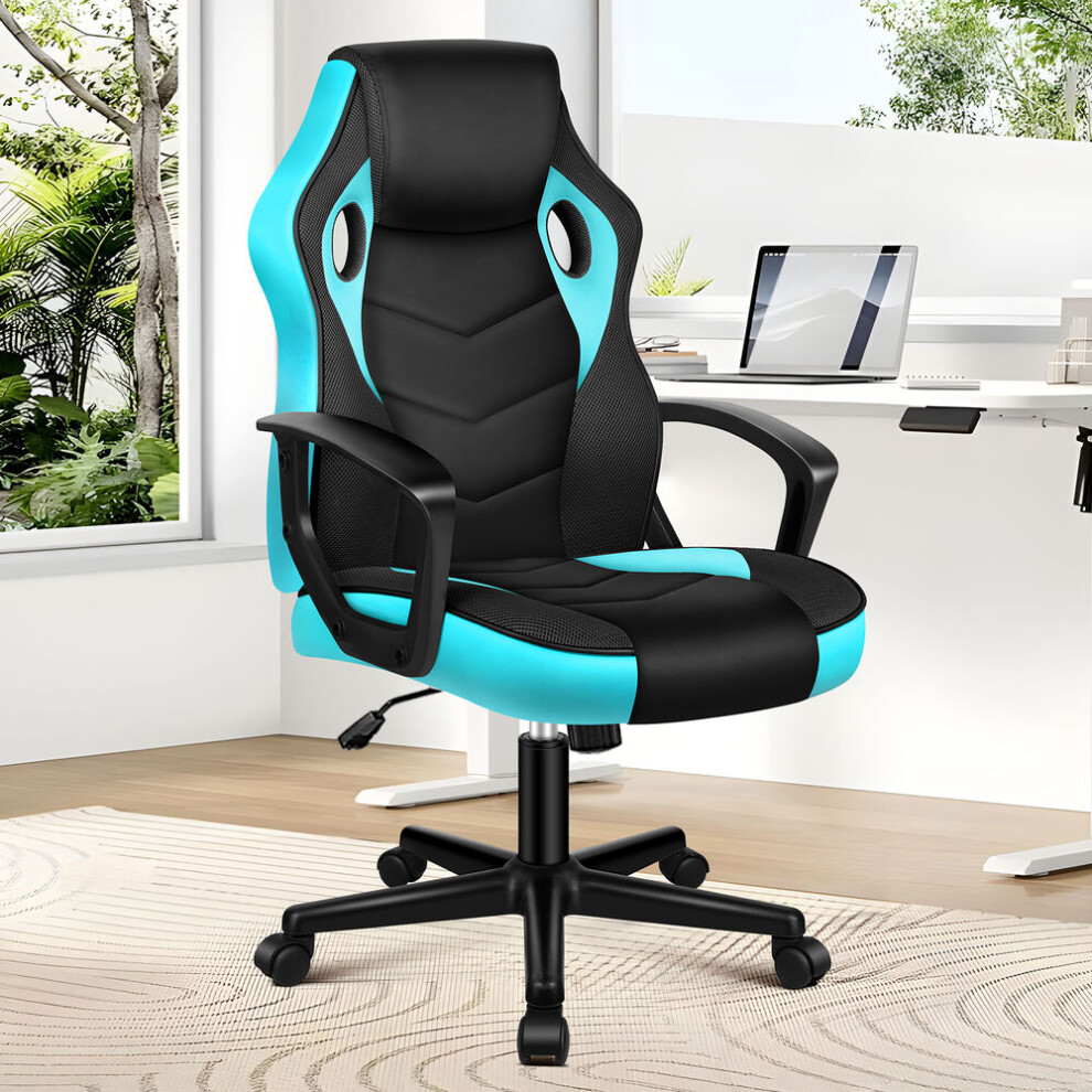 Elfordson Office Chair Ergonomic Padded Swivel Tilt Caster Computer Gaming Cyan