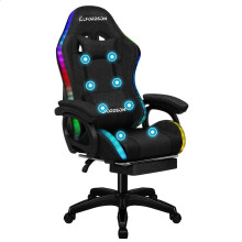 ELFORDSON Gaming Office Chair RGB LED Massage Swivel Recliner Footrest Computer